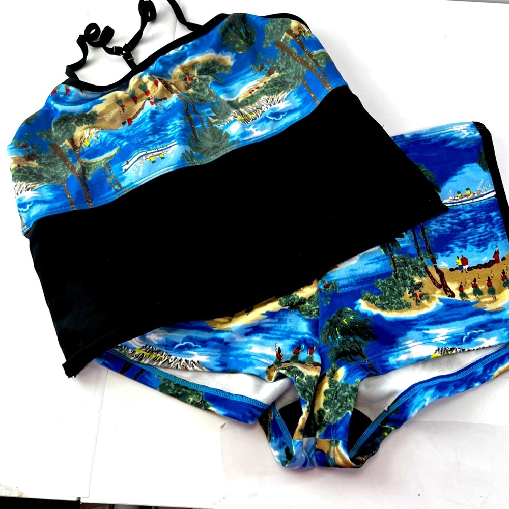 Bathing suit Tropical print 2pc set Large